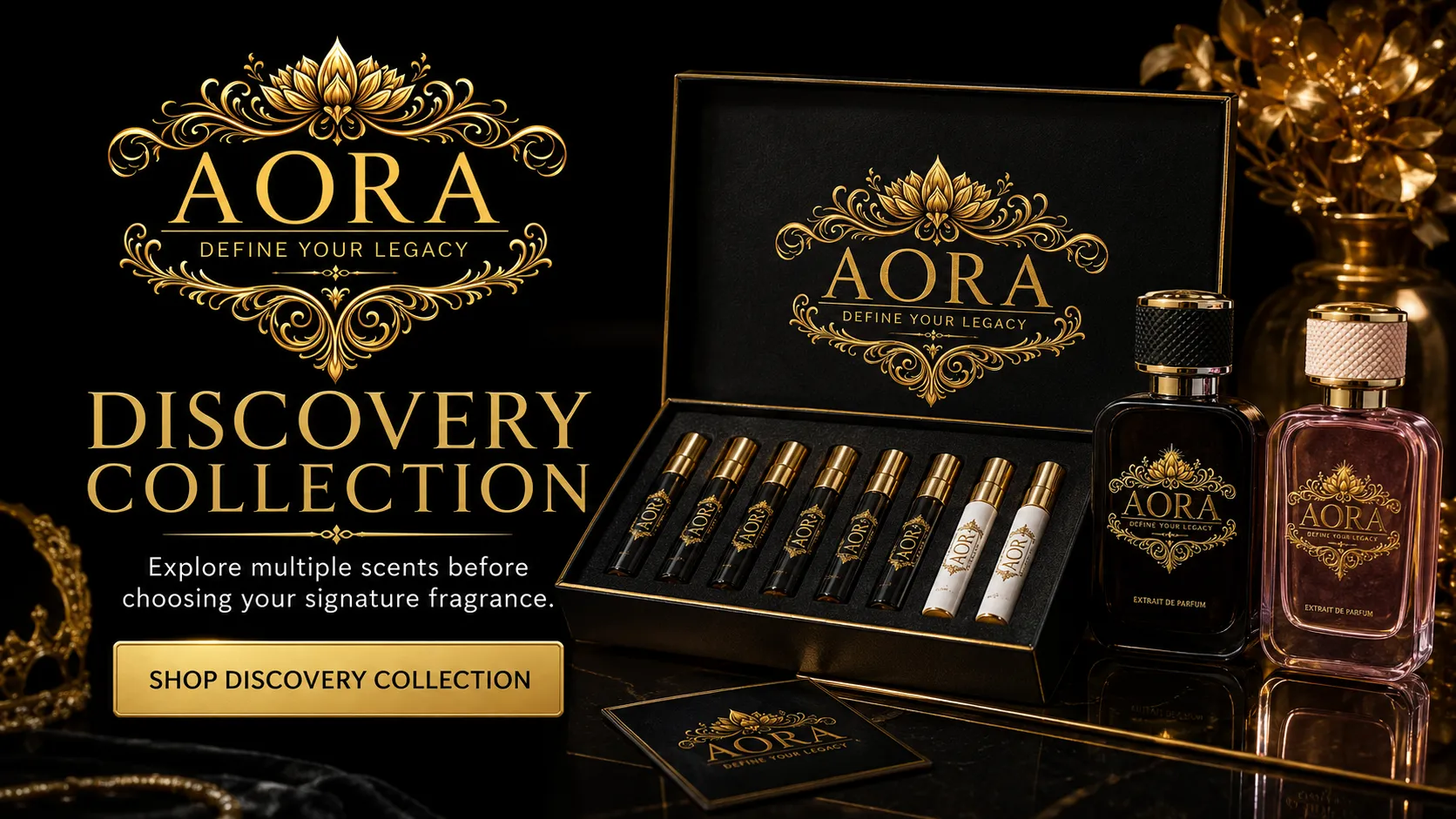 AORA discovery collection with branded samples