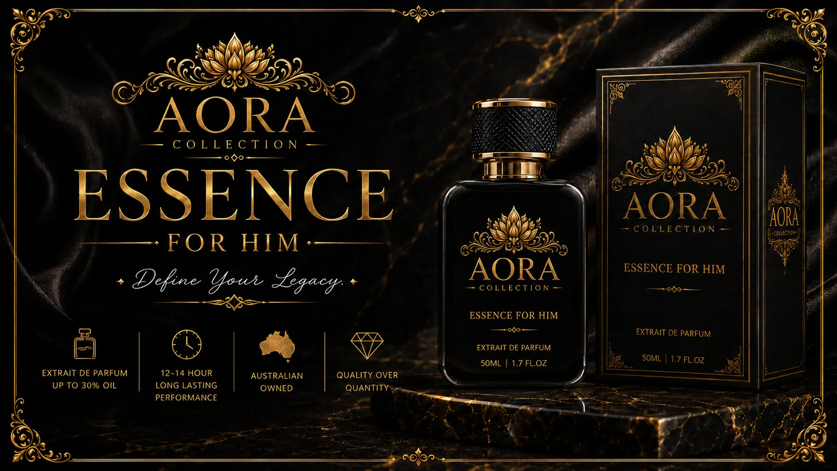 AORA men's black fragrance collection